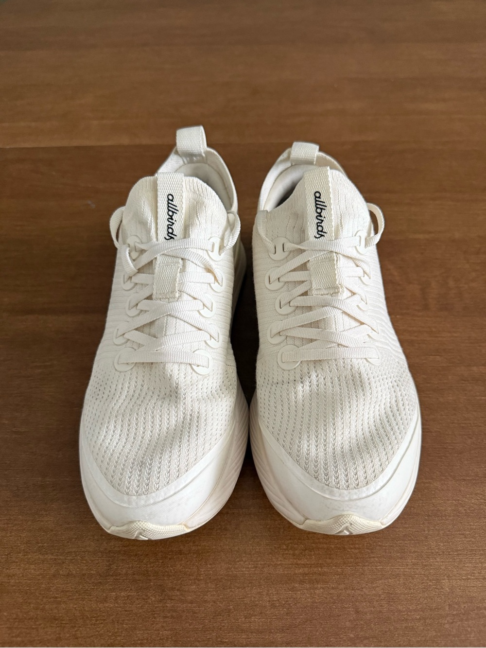 allbirds Men's Off-White Knit Lace-Up Sneakers